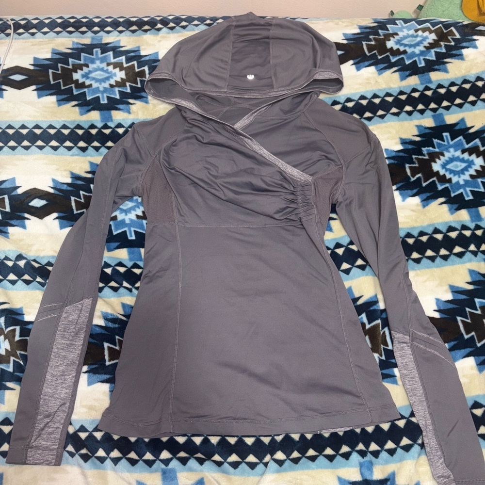 Lululemon Run For Your Life Pullover Hoodie Gray Thumbhole Jacket Size 6
